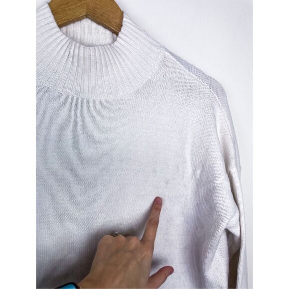 Between Me and You Cotton and Wool Blend Ivory Dark Gray Knit Loose Fit Sweater - Picture 2 of 9